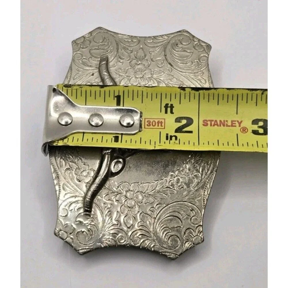 Texas Longhorn Belt Buckle Nickel Silver 3 1/2” X 2 1/4”